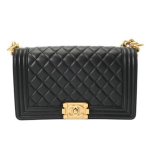 CHANEL Boy Chanel Chain Shoulder Bag, 25cm, Black, A67086, Women's Lambskin A...